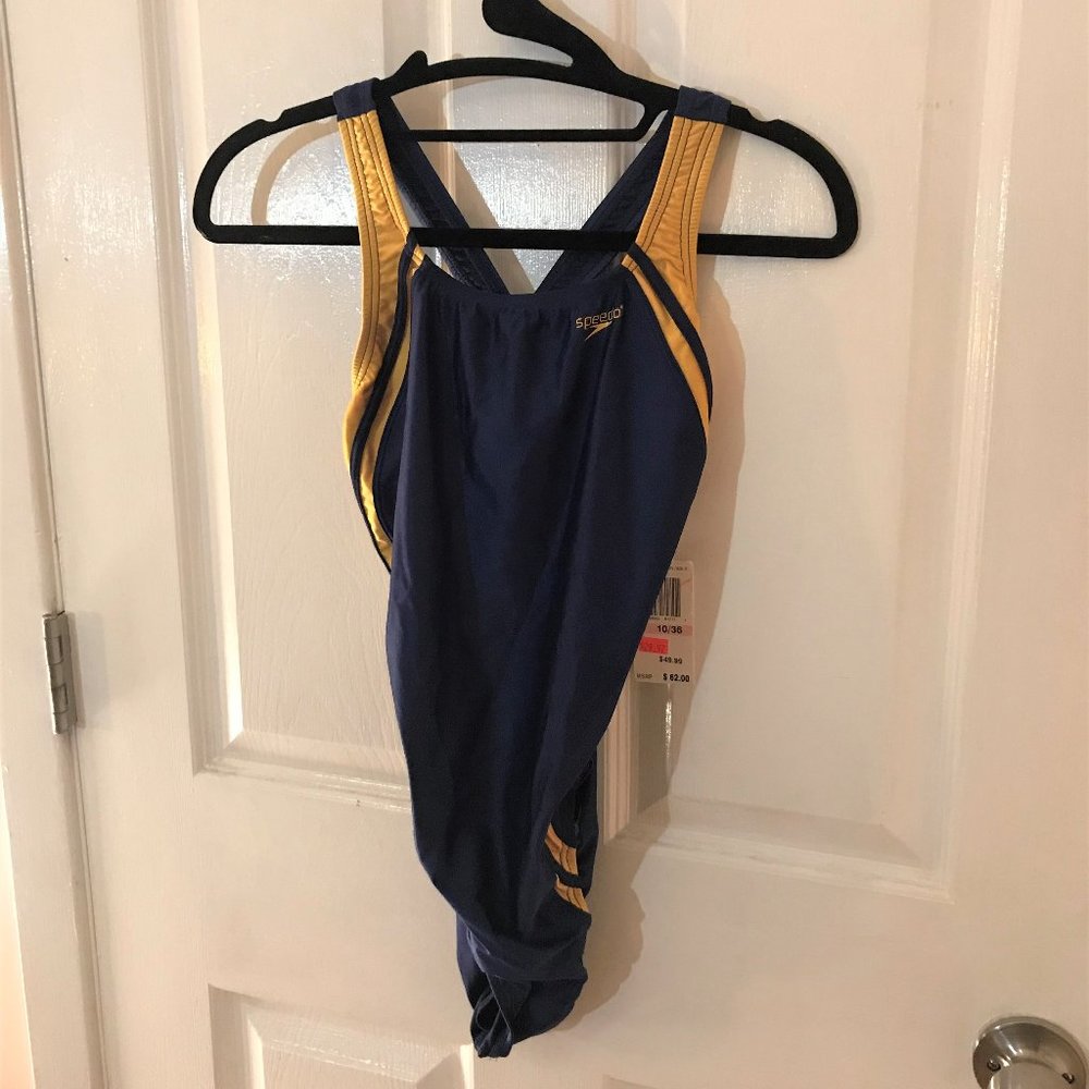 Navy and Gold Speedo Swimsuit